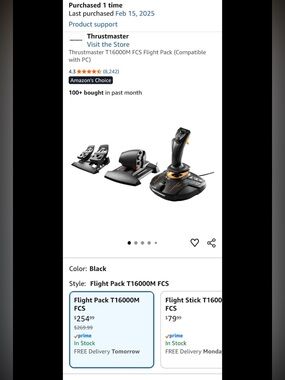 T.16000M FCS Flight Pack (Black) - Joystick, Throttle & Pedals